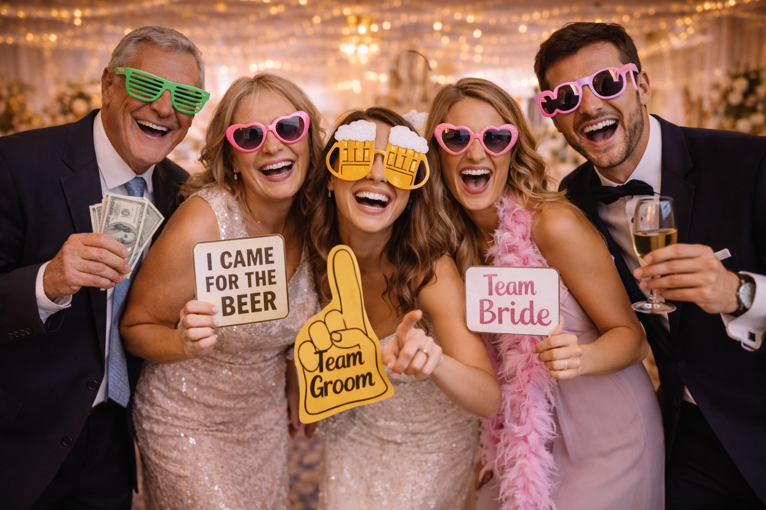 Wedding photo booth New Orleans bride and groom using mirror photo booth
