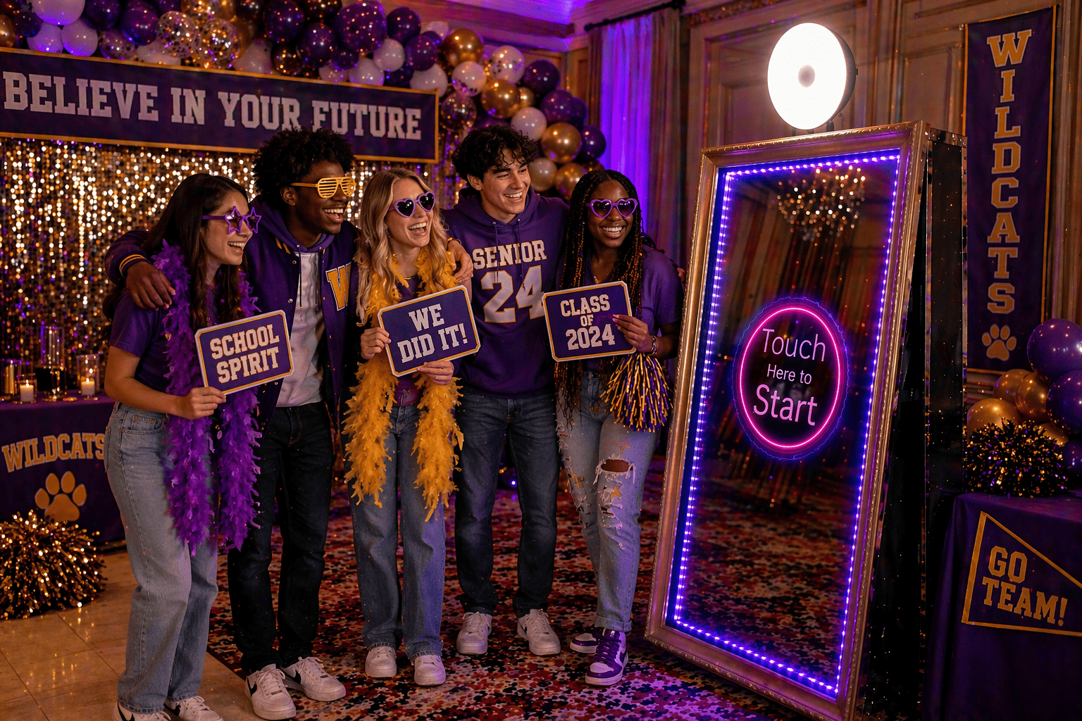 School event photo booth New Orleans mirror booth with students at prom or school dance